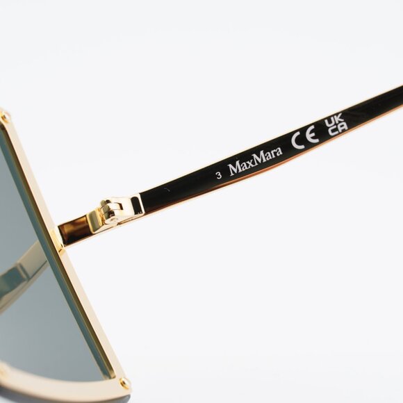 Max Mara MILLER MM0117 30N Sunglasses Gold Shield Frame, Green Lenses main image 6